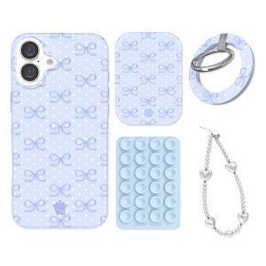 Lovely Blue Bows iPhone Bundle Set - Grip