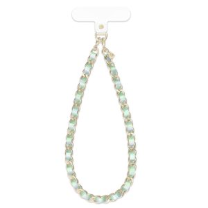 Teal Holo Leather Chain Phone Charm