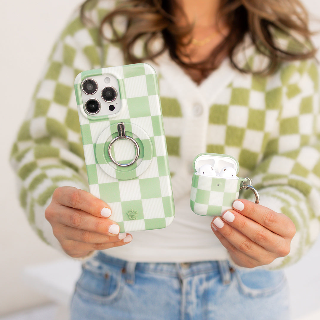 Pistachio Vibe Checkered AirPod Case - Image 7