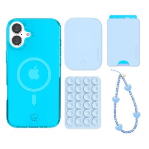 Neon Blue iPhone Bundle Set - Wallet