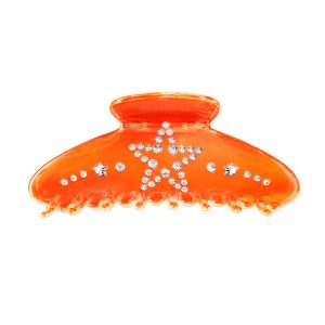 Neon Orange Star Child Crystal Large Hair Clip