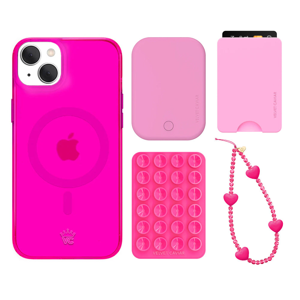 Neon Pink Clear iPhone Bundle Set - Wallet - Image 5
