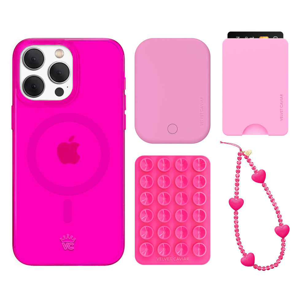 Neon Pink Clear iPhone Bundle Set - Wallet - Image 8