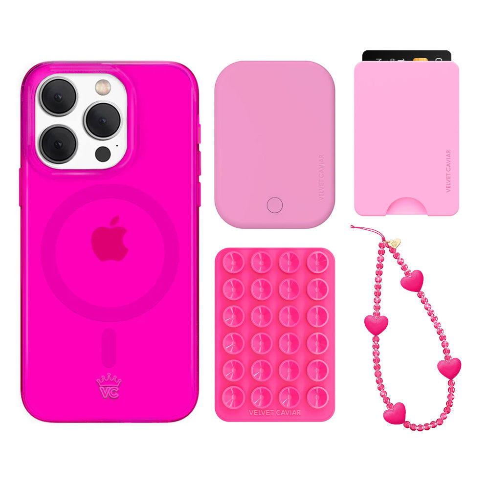 Neon Pink Clear iPhone Bundle Set - Wallet - Image 7