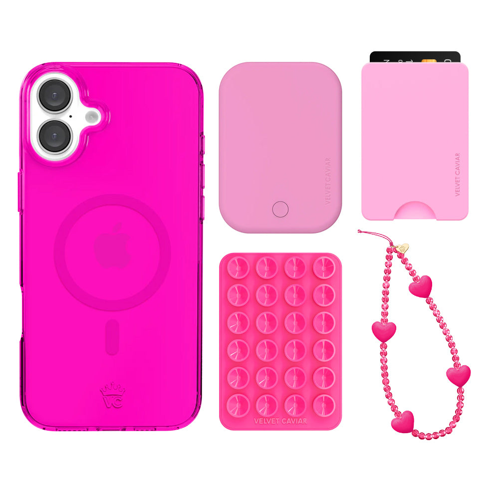 Neon Pink Clear iPhone Bundle Set - Wallet - Image 4