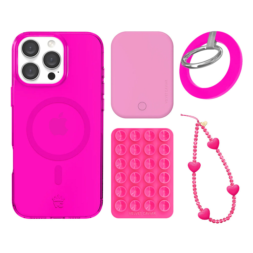 Neon Pink Clear iPhone Bundle Set - Grip - Image 2