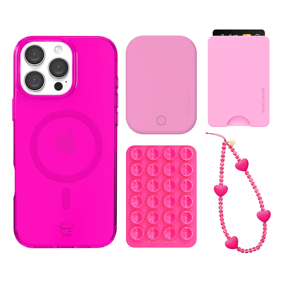 Neon Pink Clear iPhone Bundle Set - Wallet - Image 2