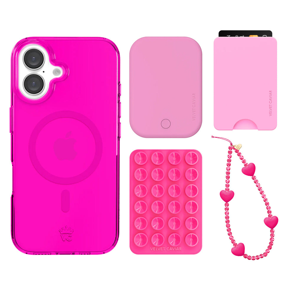 Neon Pink Clear iPhone Bundle Set - Wallet - Image 3