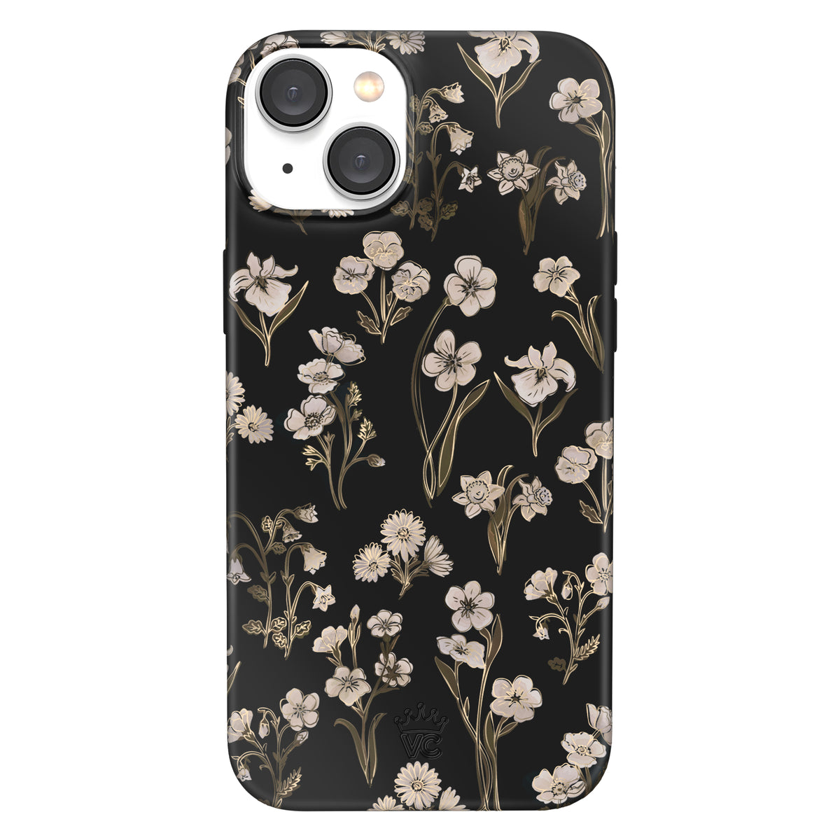 Nightbloom Gold Chrome Floral iPhone Case