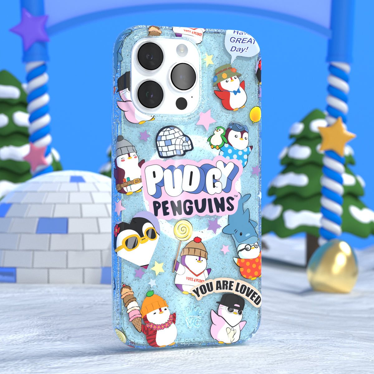 Pudgy Penguins Iceberg Glitter iPhone Case - Image 2