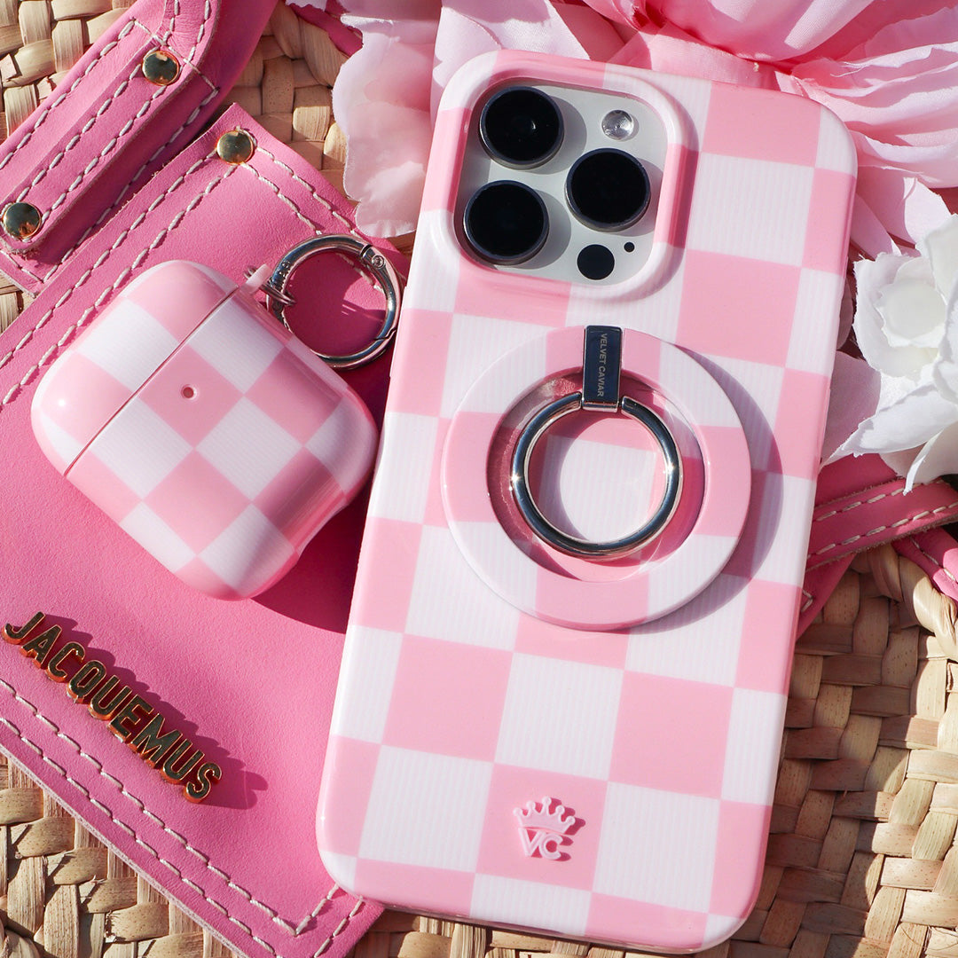 Pink Vibe Checkered AirPod Case - Image 2
