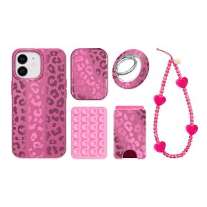 Pink Ruby Leopard iPhone Bundle Set