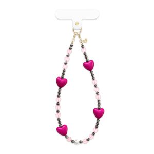 Pink & Black Heart Phone Charm