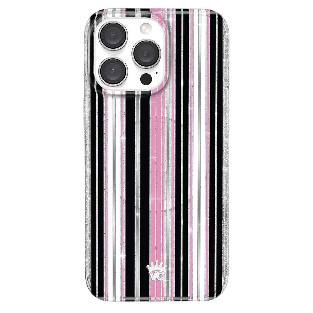 Pretty Punk Stripes Glitter iPhone Case - Image 6
