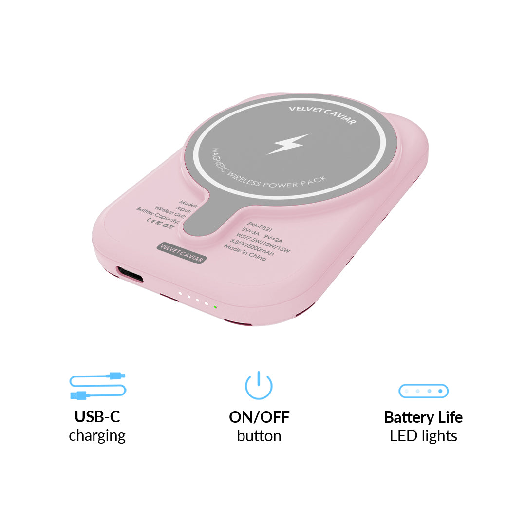 Princess Pink Polka Dot Portable MagSafe Charger Power Pack - Image 6