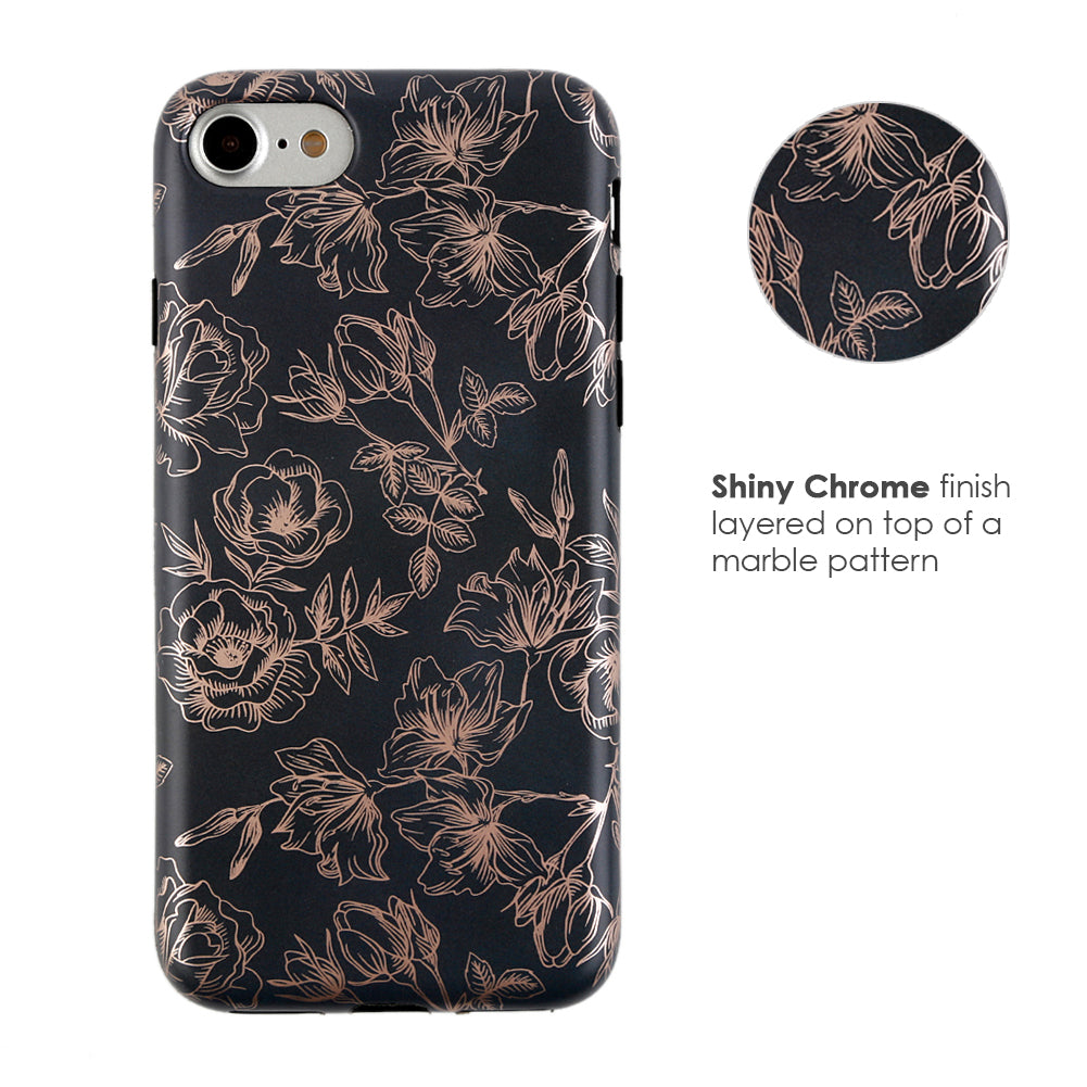 Floral Rose Gold Chrome iPhone Case - Image 6
