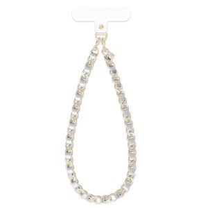 Silver Leather Chain Phone Charm