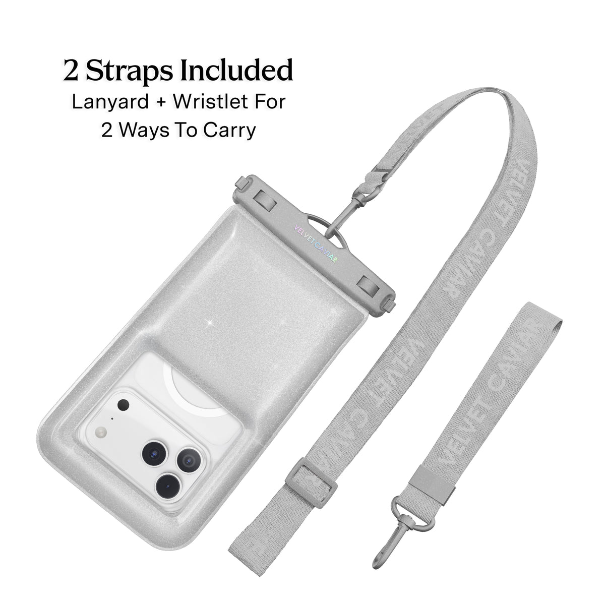 Silver Stardust Glitter Waterproof Floating Phone Pouch - Image 4
