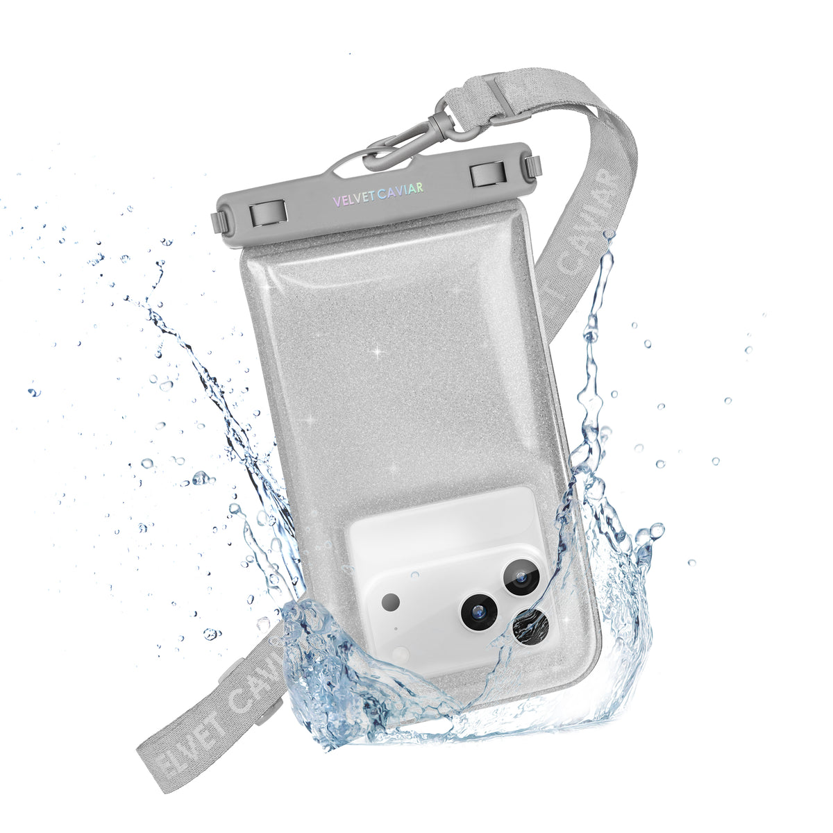 Silver Stardust Glitter Waterproof Floating Phone Pouch