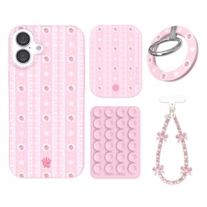 Strawberry Macaron iPhone Bundle Set - Grip