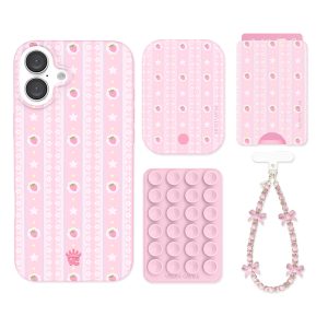 Strawberry Macaron iPhone Bundle Set - Wallet