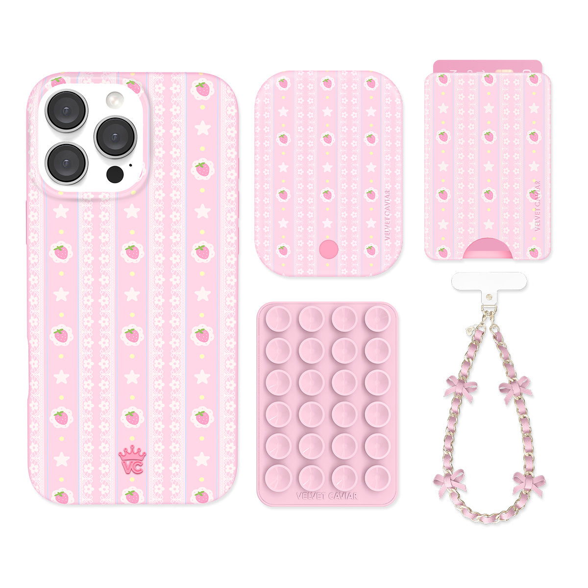 Strawberry Macaron iPhone Bundle Set - Wallet - Image 2
