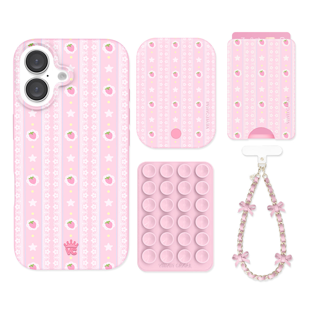 Strawberry Macaron iPhone Bundle Set - Wallet - Image 4
