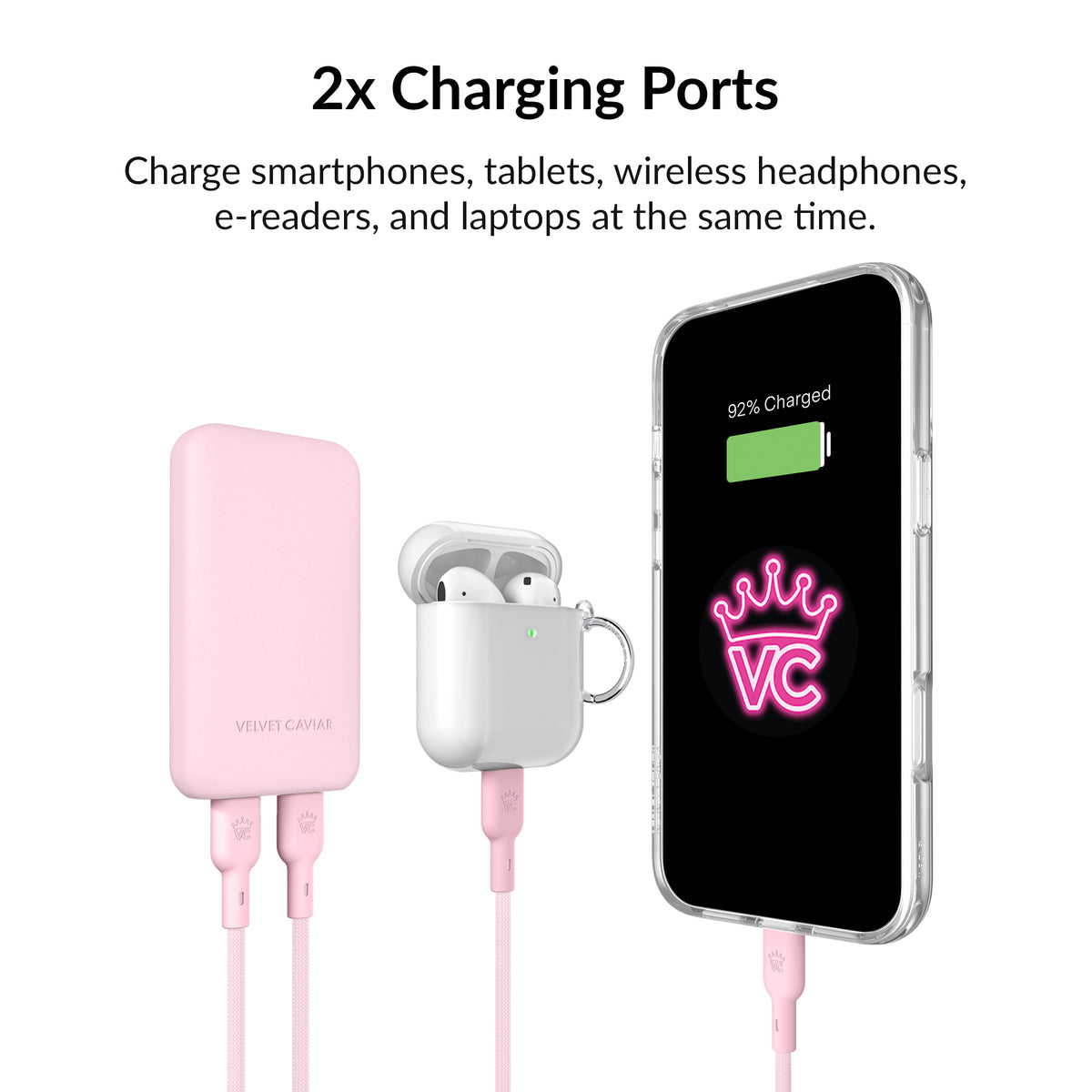 Strawberry Milk Fast Charging Set, Dual Port Wall Adapter + 6ft USB-C Cable - Image 6