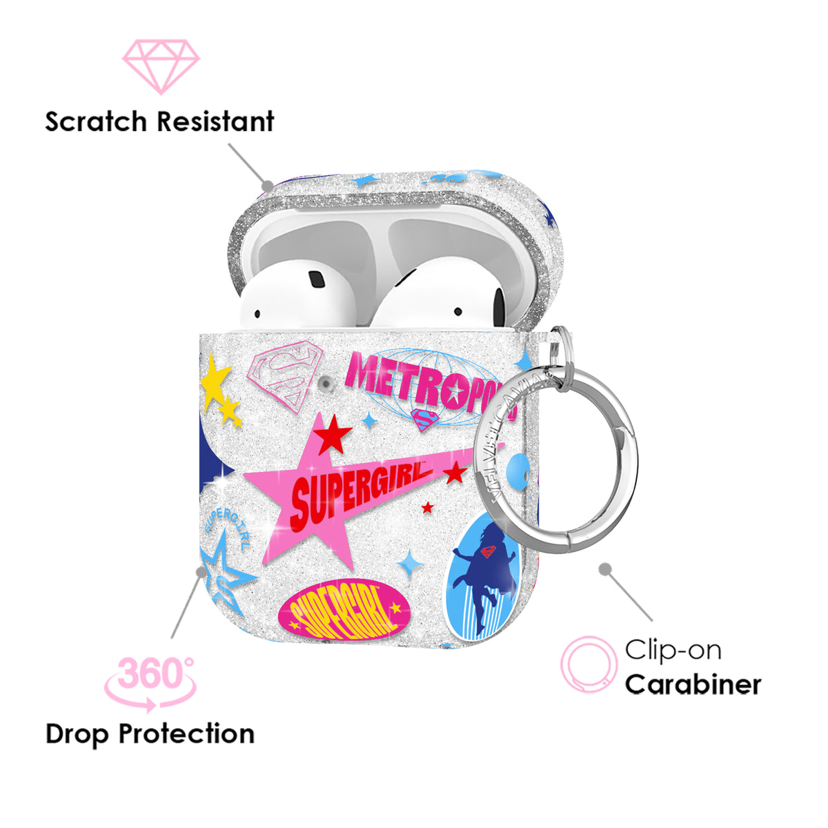 Supergirl Krypto Glitter AirPod Case - Image 3