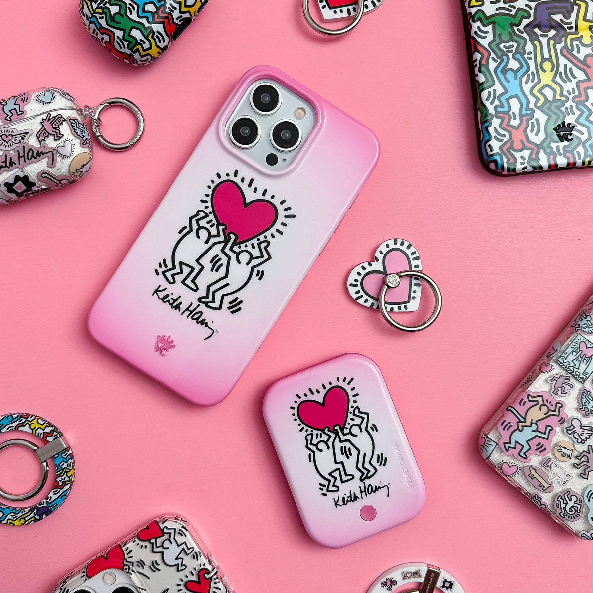 Keith Haring Pink Heart Portable MagSafe Charger Power Pack - Image 2