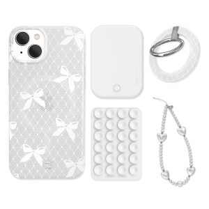 Vintage Lace Bows iPhone Bundle Set - Grip