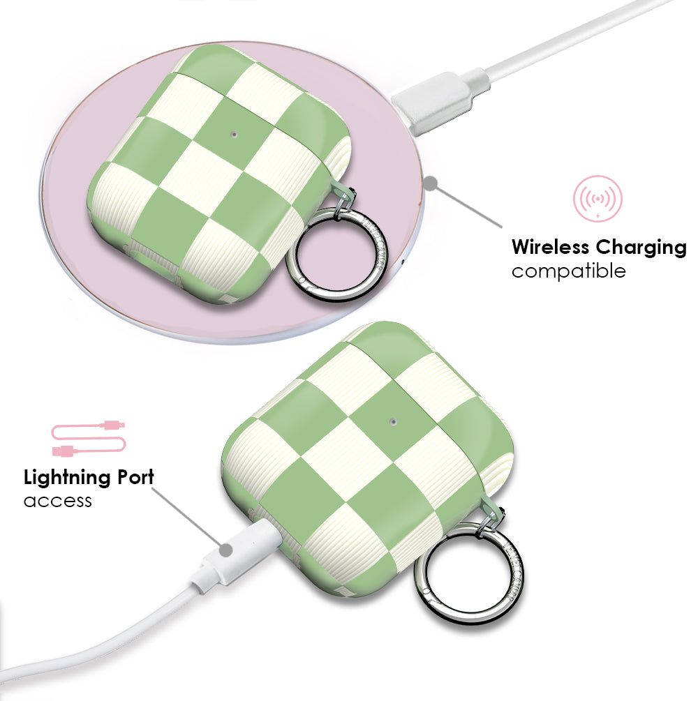 Pistachio Vibe Checkered AirPod Case - Image 4
