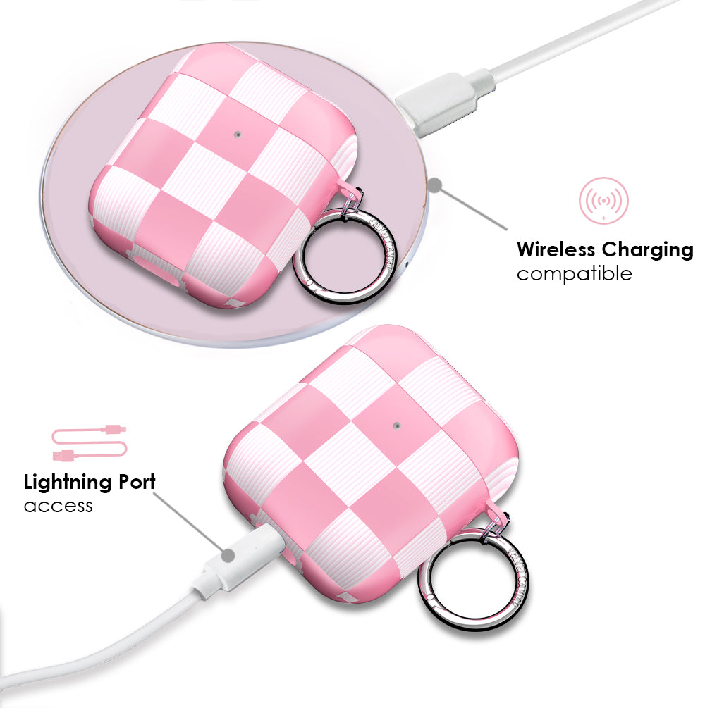 Pink Vibe Checkered AirPod Case - Image 4