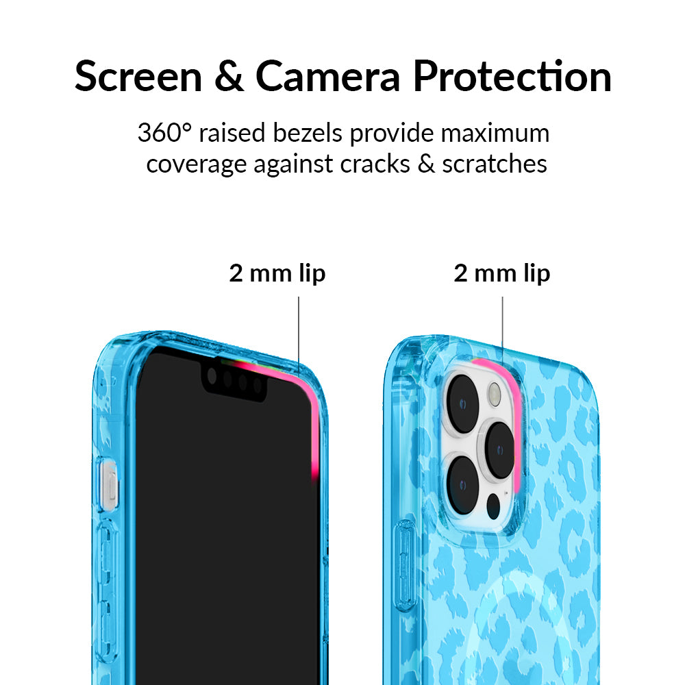 Aqua Blue Leopard iPhone Case - Image 3