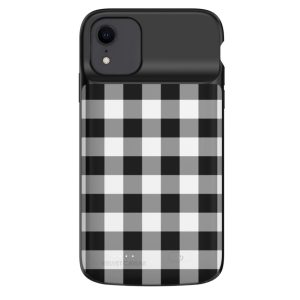 Black Gingham iPhone Charging Case