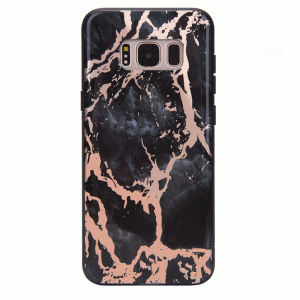 Black Marble Rose Gold Chrome Samsung Galaxy Case
