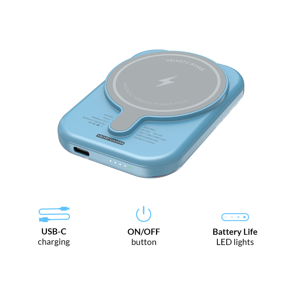 Blue Sapphire Leopard Portable MagSafe Charger Power Pack - Image 6
