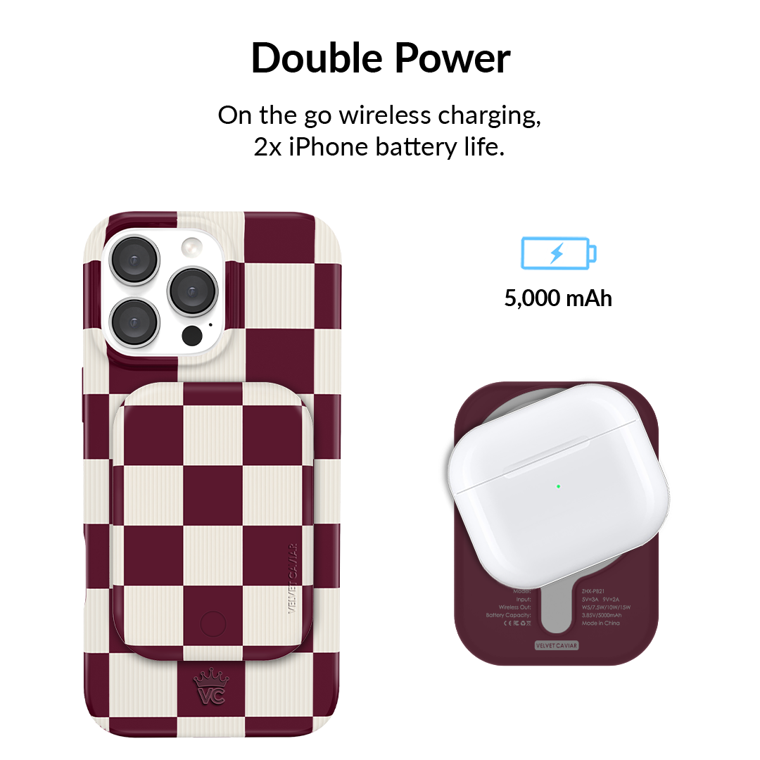 Burgundy Vibe Checker Portable MagSafe Charger Power Pack - Image 3
