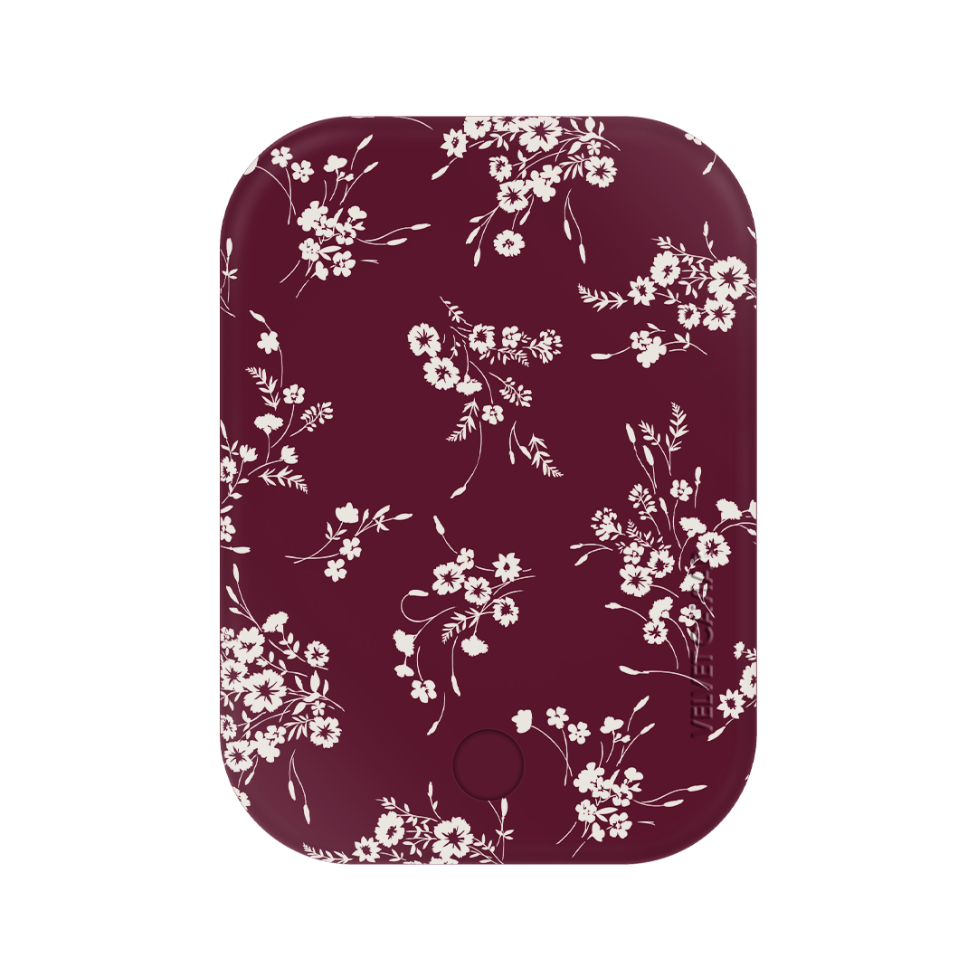 French Burgundy Floral Portable MagSafe Charger Power Pack