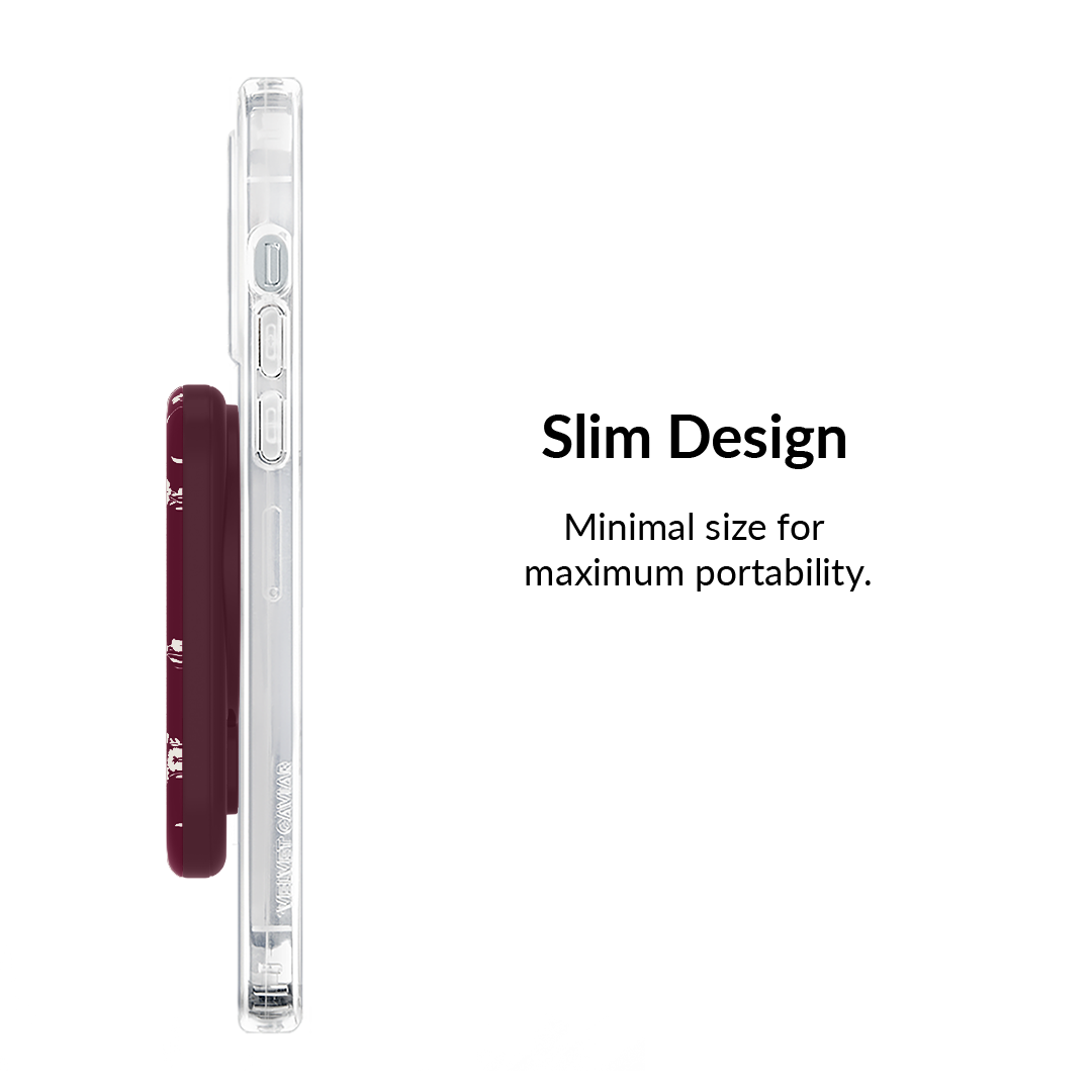 French Burgundy Floral Portable MagSafe Charger Power Pack - Image 5