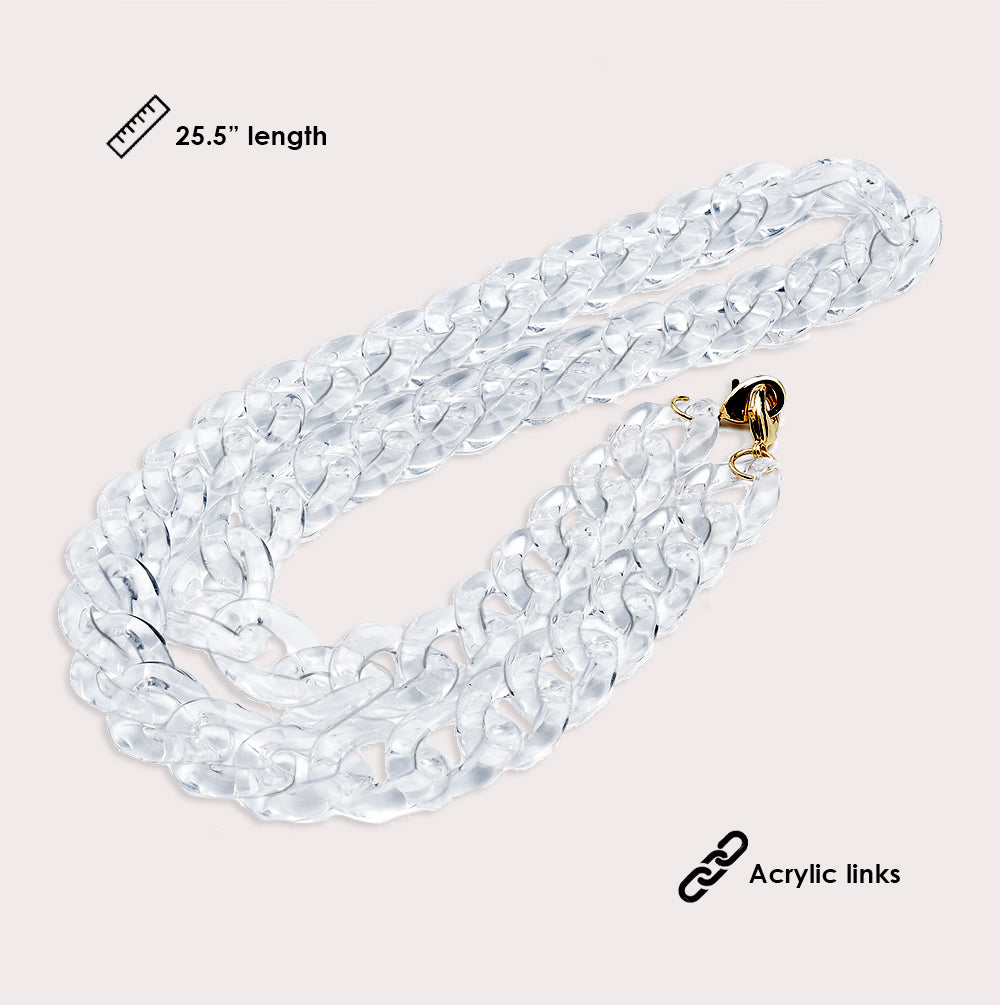 Mask Chain Necklace - 19mm Curb in Clear Lucite - Image 5