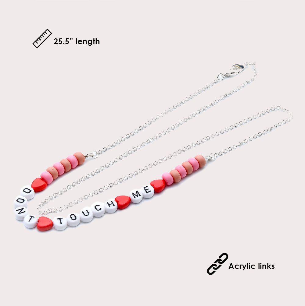 Mask Chain Necklace - 3mm Dont Touch Me Beads in Silver - Image 5