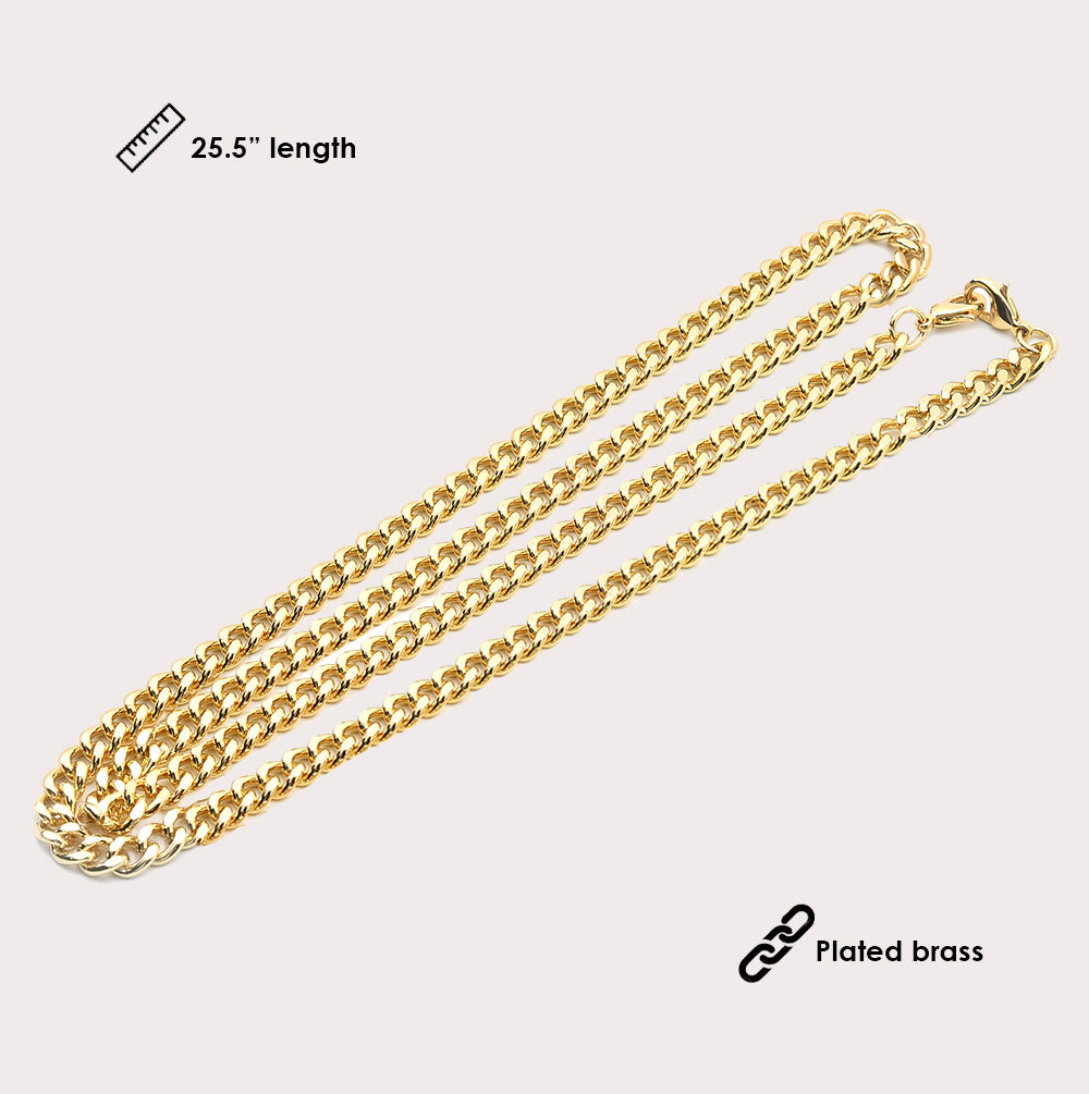Mask Chain Necklace - 5mm Curb in Gold - Image 4