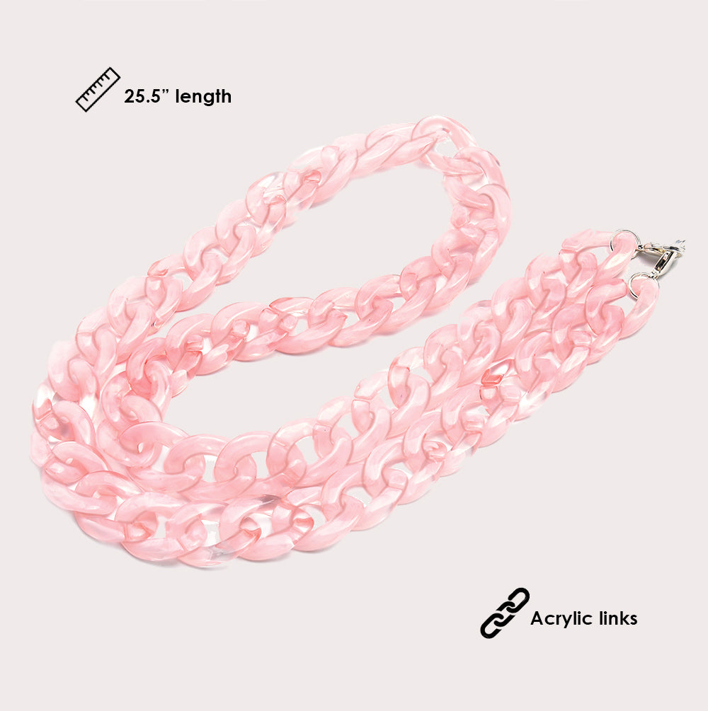 Mask Chain Necklace - 19mm Curb in Pink Quartz - Image 5