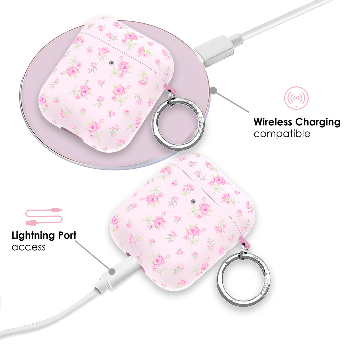 Dainty Pink Floral AirPod Case - Image 4