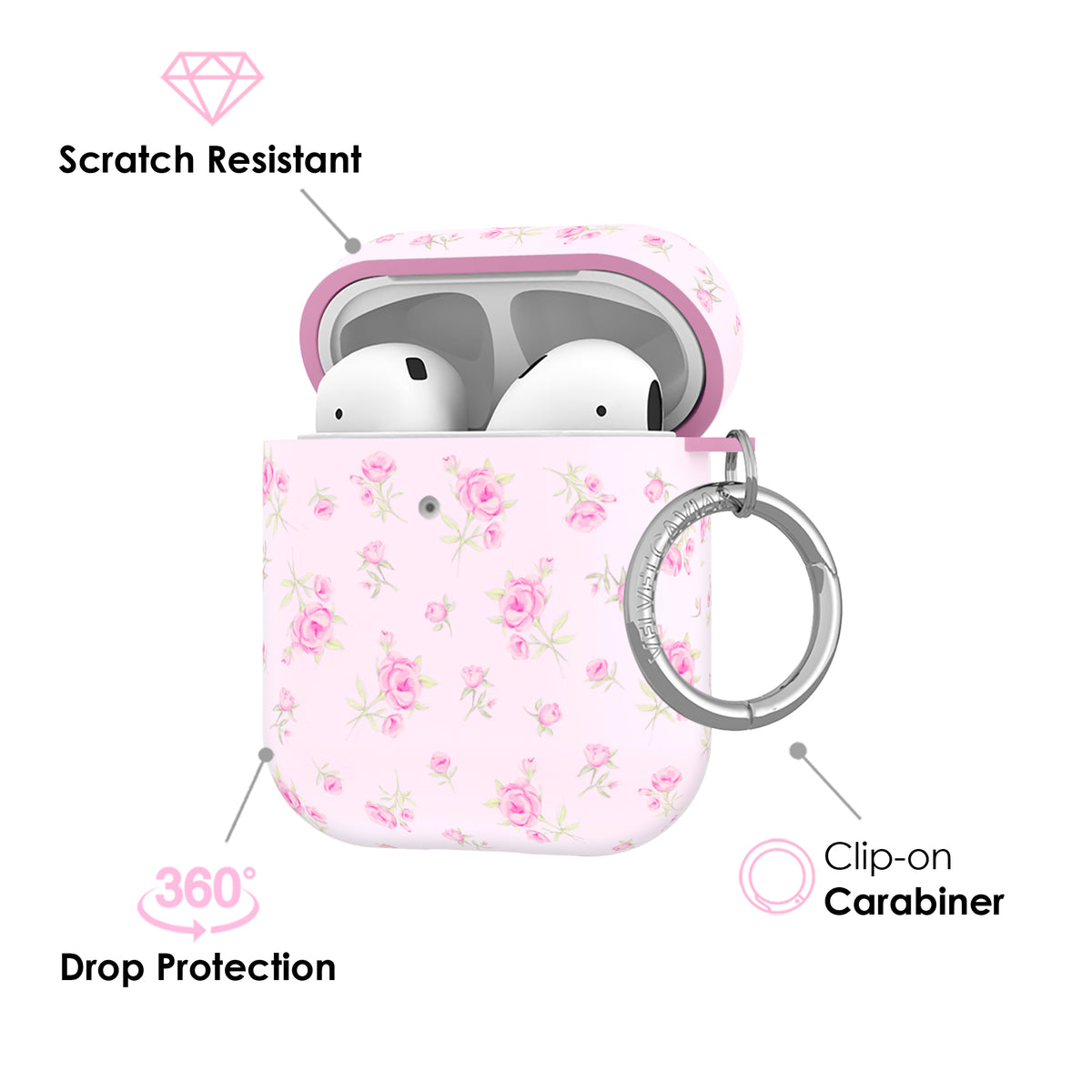 Dainty Pink Floral AirPod Case - Image 3