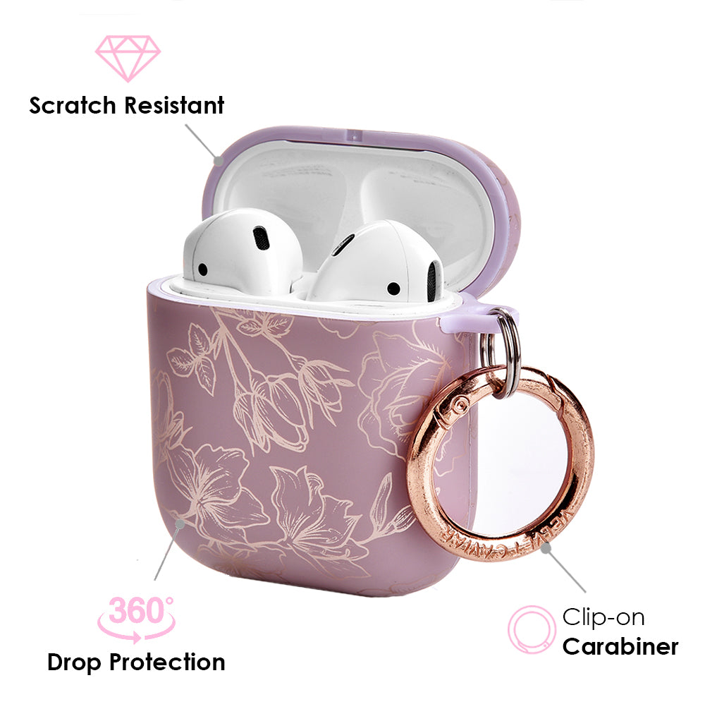 Dusty Rose Chrome Floral AirPods Case - Image 3