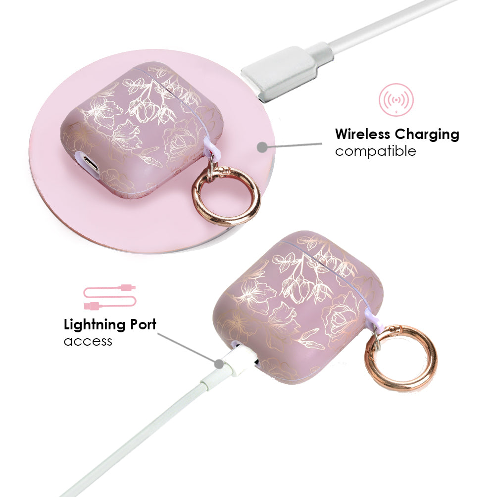 Dusty Rose Chrome Floral AirPods Case - Image 5