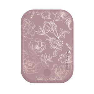 Dusty Rose Chrome Floral Portable MagSafe Charger Power Pack