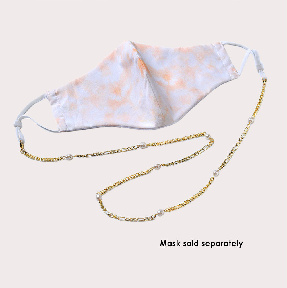 Mask Chain Necklace - 5mm Mixed Pearl in Gold - Image 4